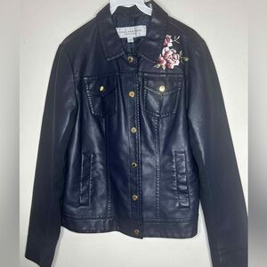 Andrew Marc New York faux leather‎ moto ebroidered